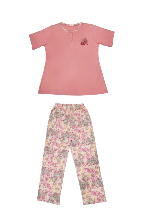 Over Sleep118K Kadın Yazlık Pamuk Kısa Kol Pijama Takım