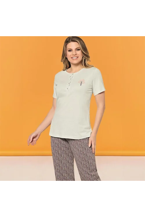 Over Sleep148 Kadın Yazlık Kısa Kol Pijama Takım
