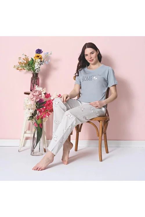 Over Sleep1852 Kadın Kısa Kol Modal Yazlık Pijama Takım