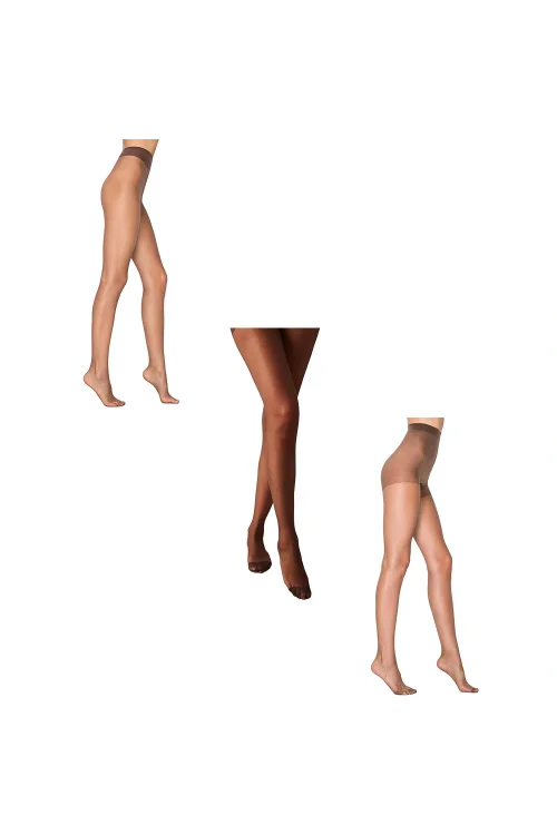 Penti Likra Fit 15 3lü Paket  Parlak Külotlu Çorap XL (Kestane-Mürdüm-Kızıl Siyah)