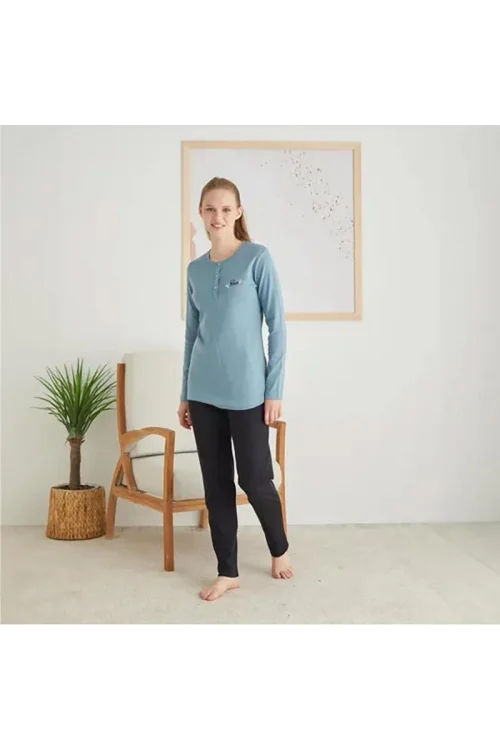 Rozalinda 2814 Kadın Kışlık Üç DüğmeliPijama Takım