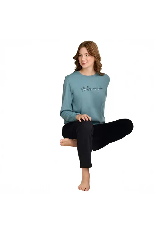 Rozalinda 3905 Kadın Kışlık O-Yaka Pijama Takım