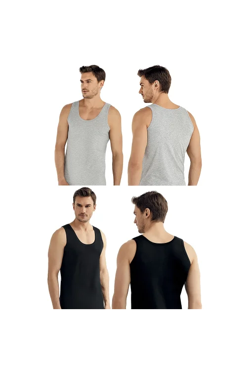 Şahinler E005 6lı Paket Erkek 3Gri-3Siyah Atlet XXL