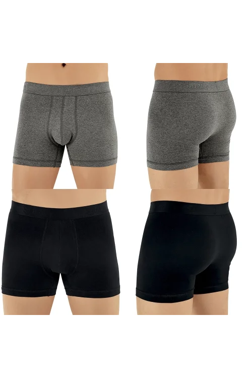 Şahinler E031 Erkek Likralı Boxer Külot 3Siyah-3Koyu Gri M