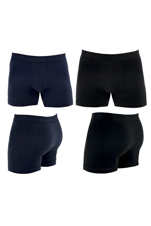 Şahinler E031 Erkek Likralı Boxer Külot 3Siyah-3Lacivert S