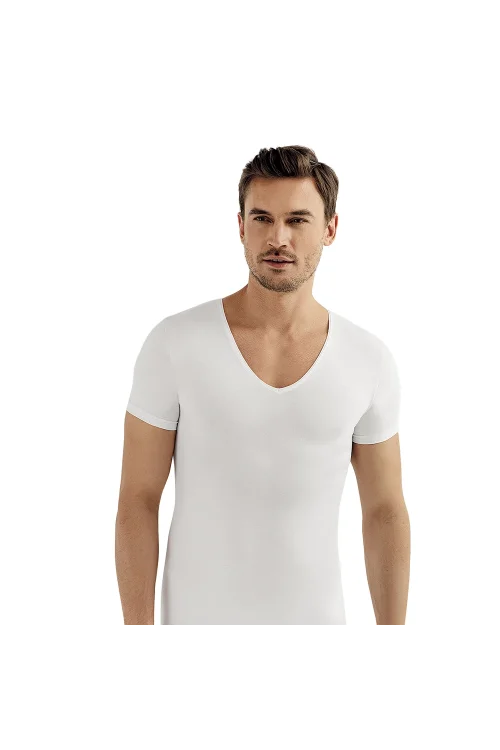 Şahinler ME080 Likralı Derin V Yaka Kısa Kol Atlet