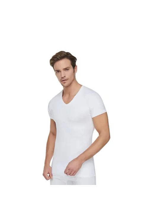Tutku 107 Penye Erkek V-Yaka Fanila Beyaz XXXL 6lı Paket