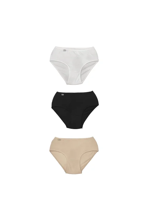 Tutku 922 Ribana Kadın Bato Külot 3lü M Gri-Siyah-Ten