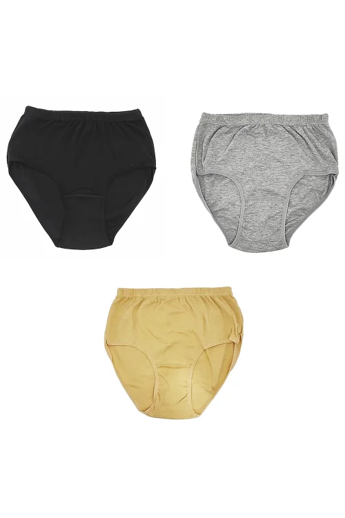 Tutku 922 Ribana Kadın Bato Külot 3lü XXL Gri-Siyah-Ten