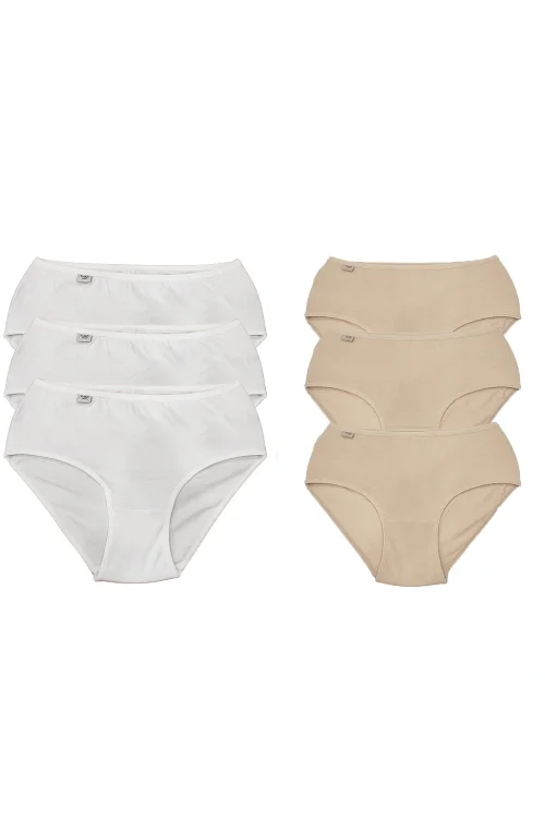 Tutku 922 Ribana Kadın Bato Külot 6lı Beyaz-Ten XXL