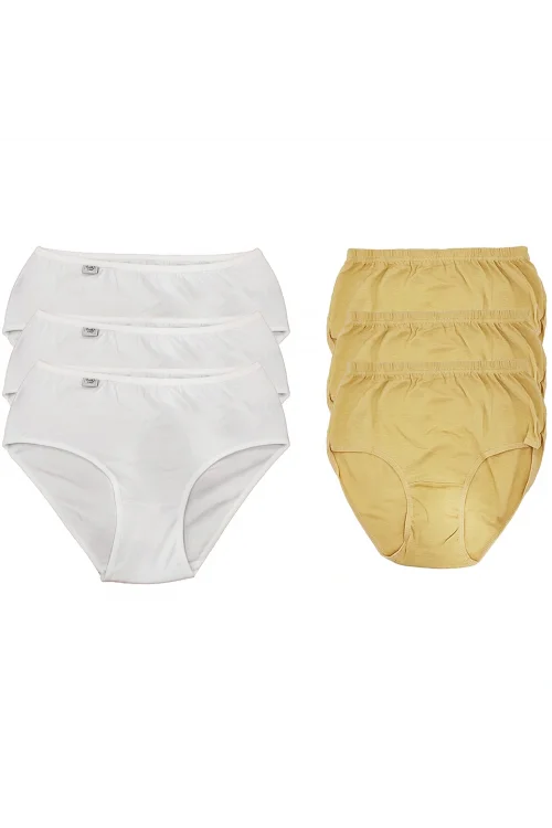 Tutku 922 Ribana Kadın Bato Külot 6lı Beyaz-Ten XXL