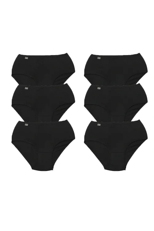 Tutku 922 Ribana Kadın Bato Külot 6lı Siyah XL