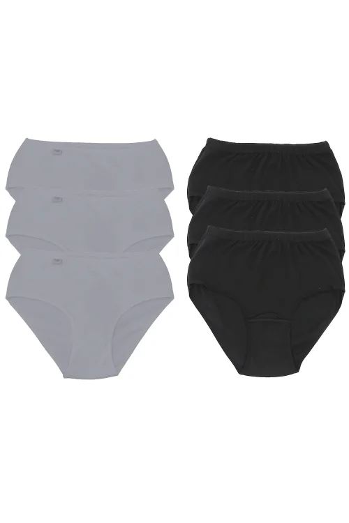 Tutku 922 Ribana Kadın Bato Külot 6lı Gri-Siyah XL