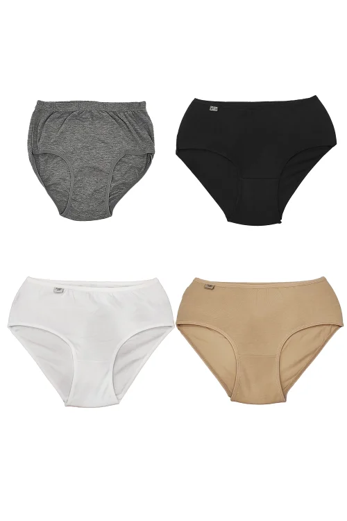 Tutku 922 Ribana Kadın Bato Külot 8li M Beyaz-Gri-Siyah-Ten