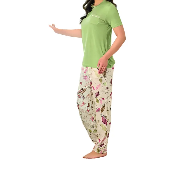 Rozalinda 3530 Kadın Yazlık Kısa Kol Uzun Alt Büyük Beden Pijama Takım