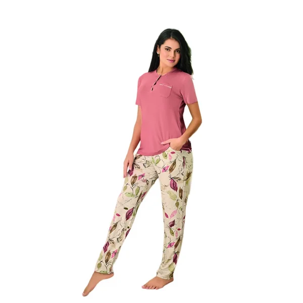 Rozalinda 3530 Kadın Yazlık Kısa Kol Uzun Alt Büyük Beden Pijama Takım