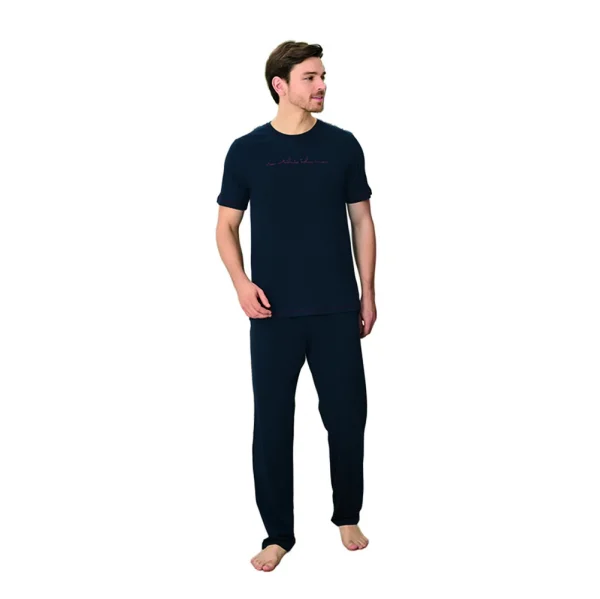 Elitepoint 1708 Erkek Yazlık Kısa Kol Uzun Alt Pijama Takımı