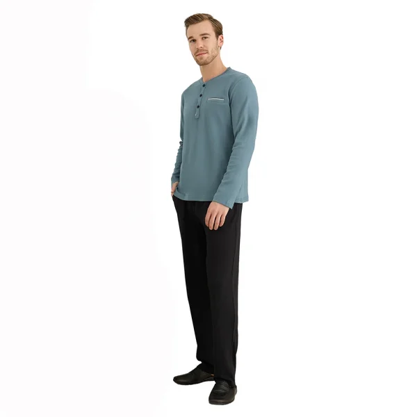 Elitepoint 1614 Erkek Ön Üç Düğmeli Cepli Kışlık Pijama Takım