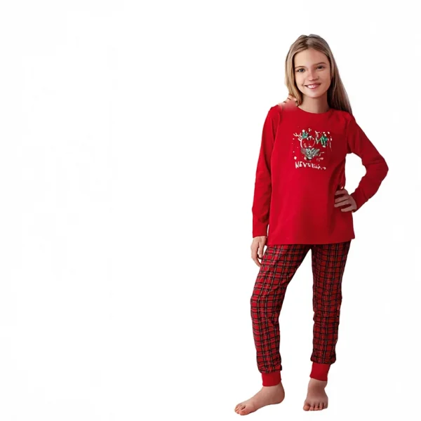 Arnetta AR3514G Anne Kız New Year Kışlık İkili Pijama Takım (Kız Garson Boy)