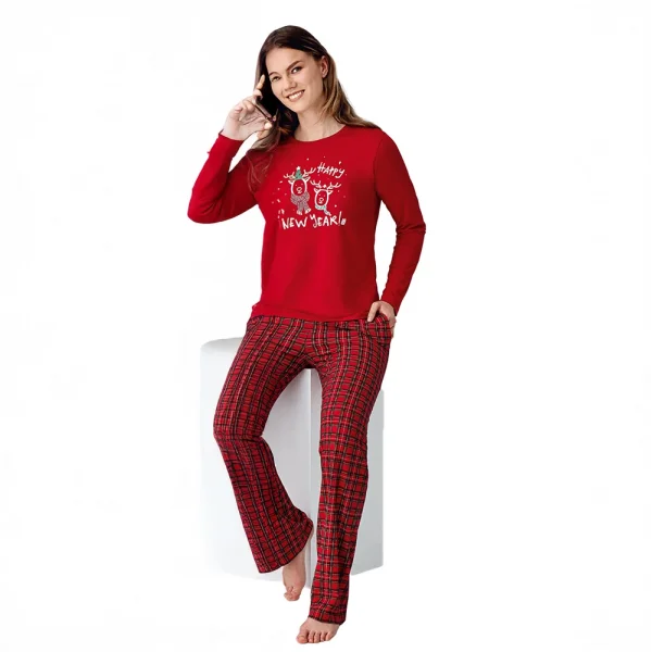 Arnetta AR3514S Anne Kız New Year Kışlık İkili Pijama Takım (Anne)
