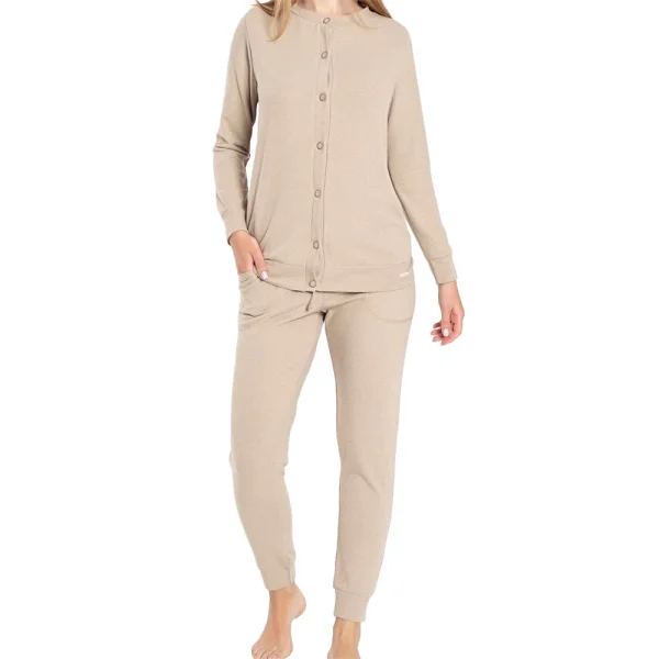 Confeo 840-801 Kadın Patlı Manşetli̇ Önü Düğmeli̇ Pijama Takım