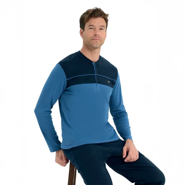 Over Sleep 2213 Erkek Kışlık Interlok Pijama Takım