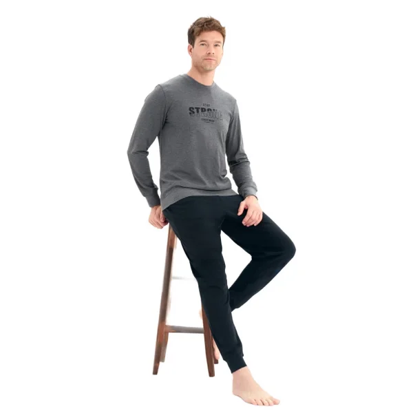 Over Sleep 2219 Erkek Kışlık Interlok Pijama Takım