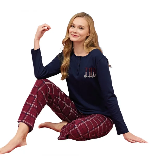 Over Sleep 3253 Kadın Eşli Yılbaşı Pijama Takımı
