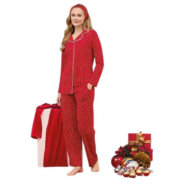 Over Sleep 3255 Kadın Önü Düğmeli Yı Pijama Takımı