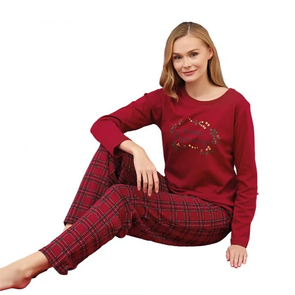 Over Sleep 3258 Kadın Yılbaşı Pijama Takımı