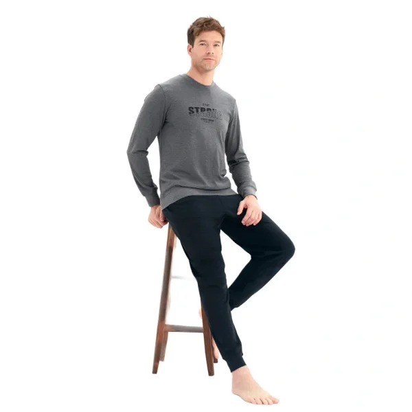 Over Sleep 2219 Erkek Kışlık Interlok Pijama Takım