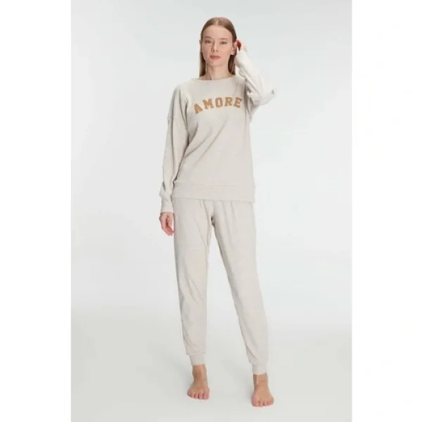 Arias Closet Yeni Sezon Kışlık Pamuklu Uzun Kol Pijama Takımı