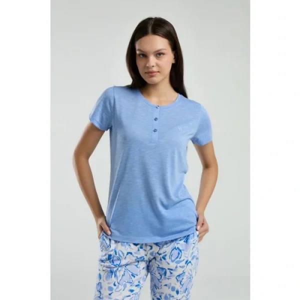 Arnetta Kadın Mavi Kısa Kol Pijama Takım