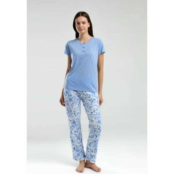 Arnetta Kadın Mavi Kısa Kol Pijama Takım