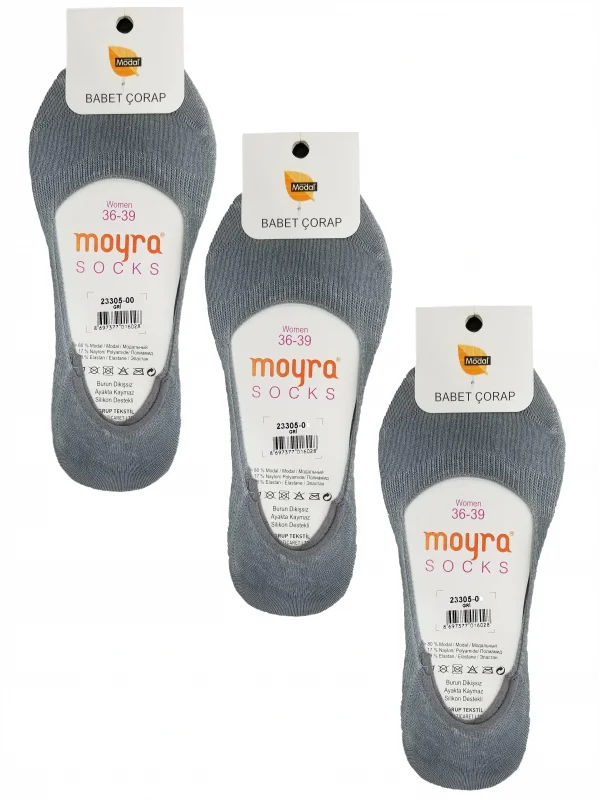 Moyra 6lı Paket Arkası Silikonlu Modal Bayan Babet Çorap