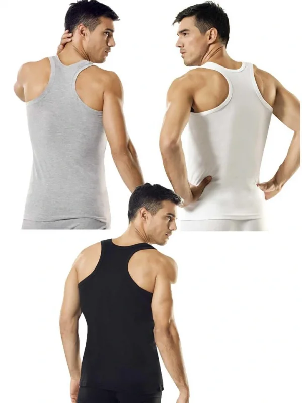 Namaldı 6lı Arkası Çarpraz Pamuklu Ribana Erkek Atlet