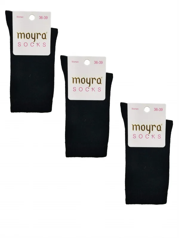 Moyra 3 Adet Bayan Düz Pamuk Soket Çorap