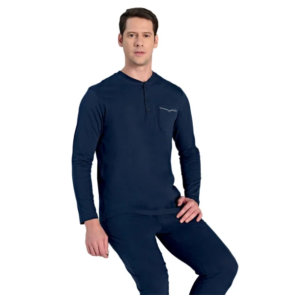 Over Sleep 2302 Erkek Uzun Kol Büyük Beden Süprem Pijama Takım (L-XL-XXL-3XL)