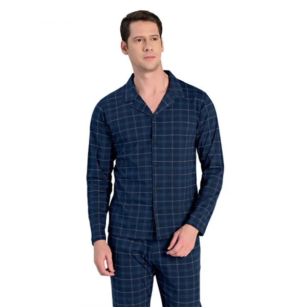 Over Sleep 2312 Erkek Uzun Kol Önden Düğmeli Süprem Pijama Takım (M-L-XL-XXL)