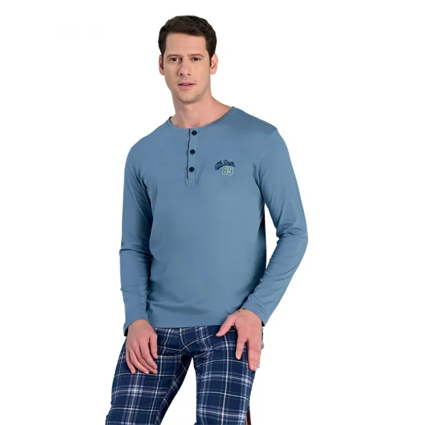 Over Sleep 2318 Erkek Uzun Kol Büyük Beden Süprem Pijama Takım (L-XL-XXL-3XL)