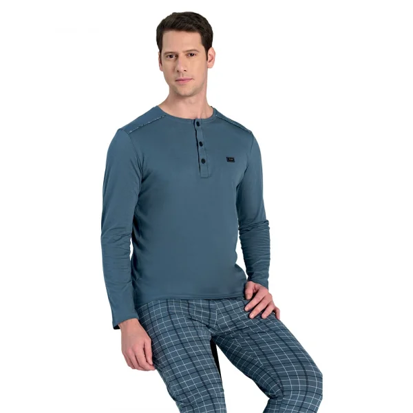 Over Sleep 2320 Erkek Uzun Kol Süprem Pijama Takım (M-L-XL-XXL)