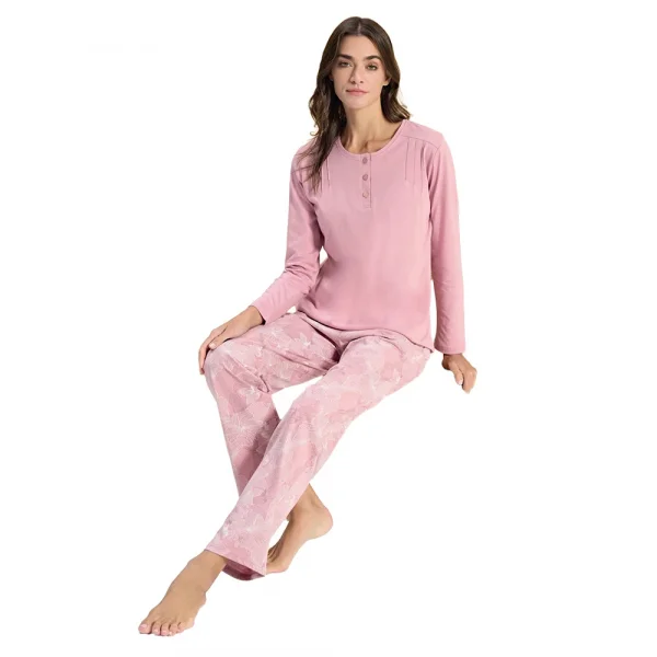 Over Sleep 3309 Kadın Uzun Kol Modal Pijama Takım  (M-L-XL-XXL)