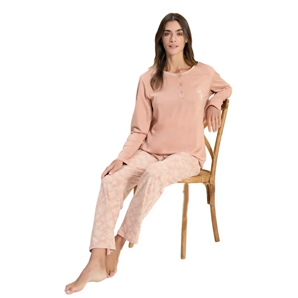 Over Sleep 3311 Kadın Uzun Kol Büyük Beden Modal Pijama Takım  (L-XL-XXL-3XL)