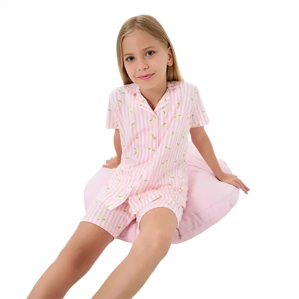 RolyPoly RP3778-G Kız Çocuk Garson Boy Yazlık Gömlek Şort Takım