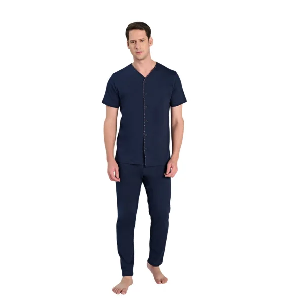 Over Sleep 2349 Erkek Önden Düğmeli Büyük Beden Yazlık Takım (L-XL-2XL-3XL)