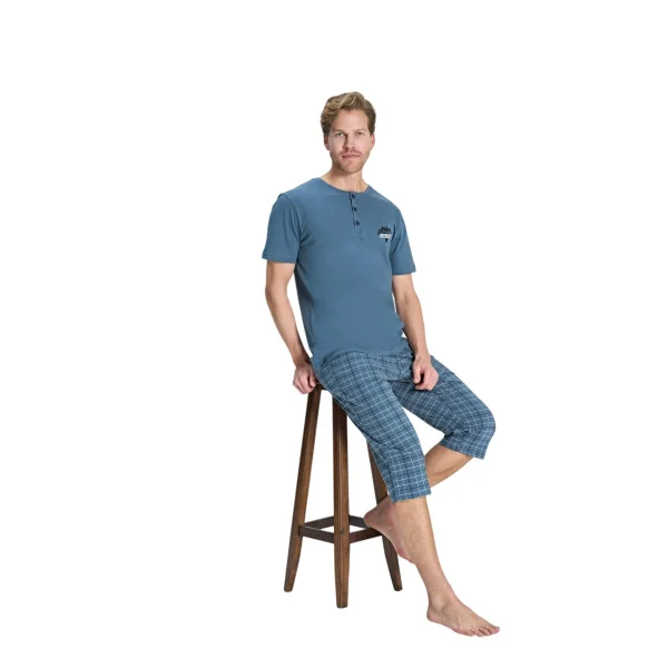 Over Sleep 2380 Erkek Süprem Büyük Beden Kapri Yazlık Takım (L-XL-2XL-3XL)