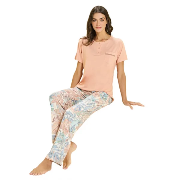 Over Sleep 3353 Kadın Viskon Yazlık Takım (M-L-XL-2XL)