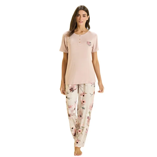 Over Sleep 3356 Kadın Büyük Beden Viskon Yazlık Takım (L-XL-2XL-3XL)