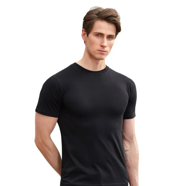 Berrak 1005 Erkek Siyah O-Yaka Kısa Kollu %100 Pamuk Atlet (Fanila) XXL (60)