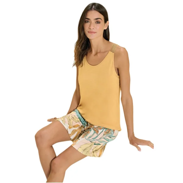 Over Sleep 3385 Kadın Yazlık Viskon Şort Pijama Takım (S-M-L-XL)